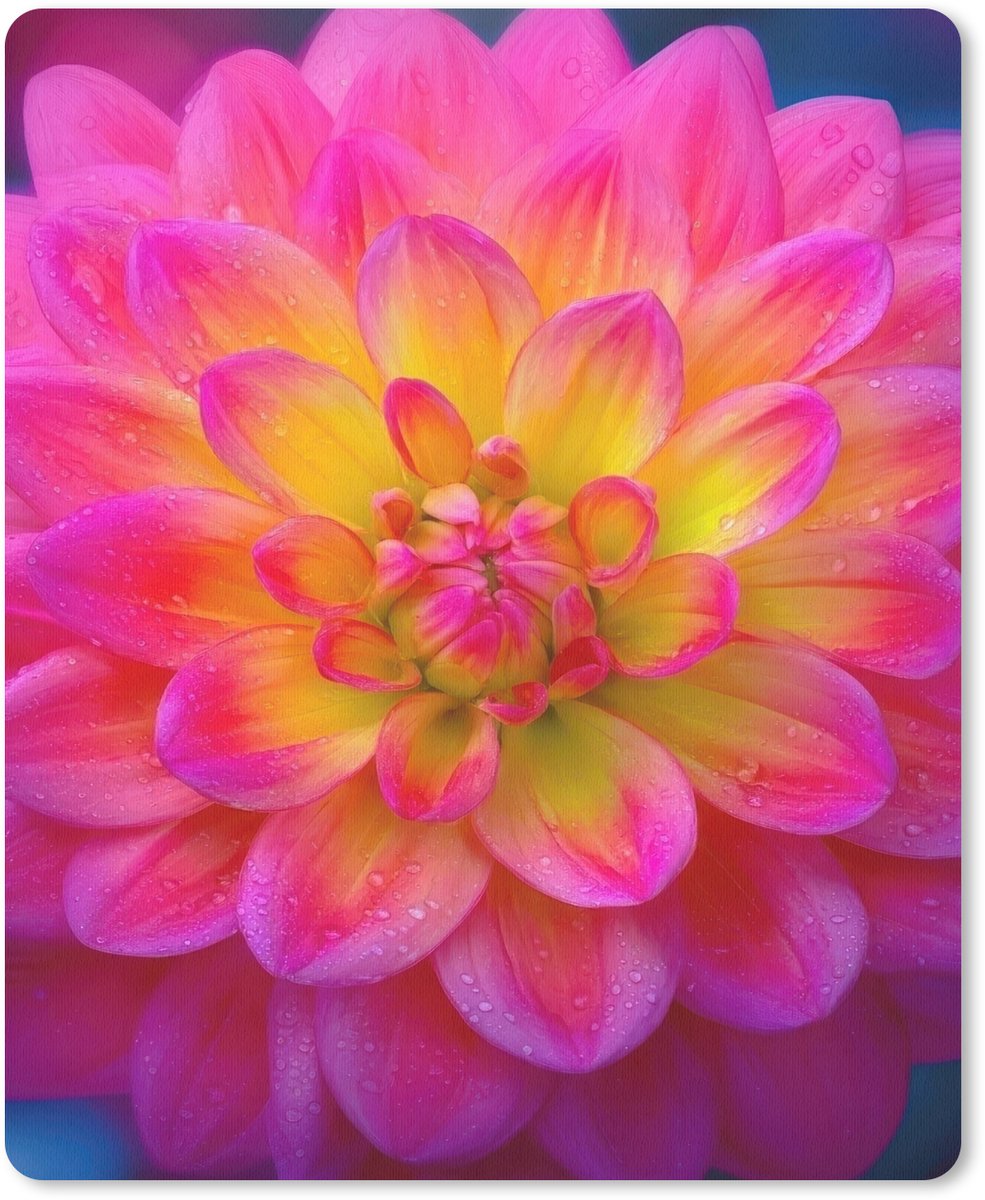 Muismat 19x23 cm - Mousepad Roze - Dahlia - Kleurrijk - Muismatten