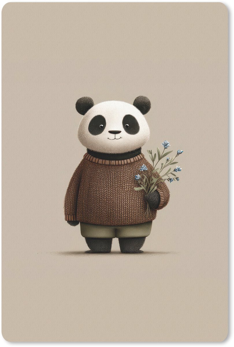 Muismat 18x27 cm - Mousepad Panda - Blauwe bloemen - Zachtheid - Muismatten
