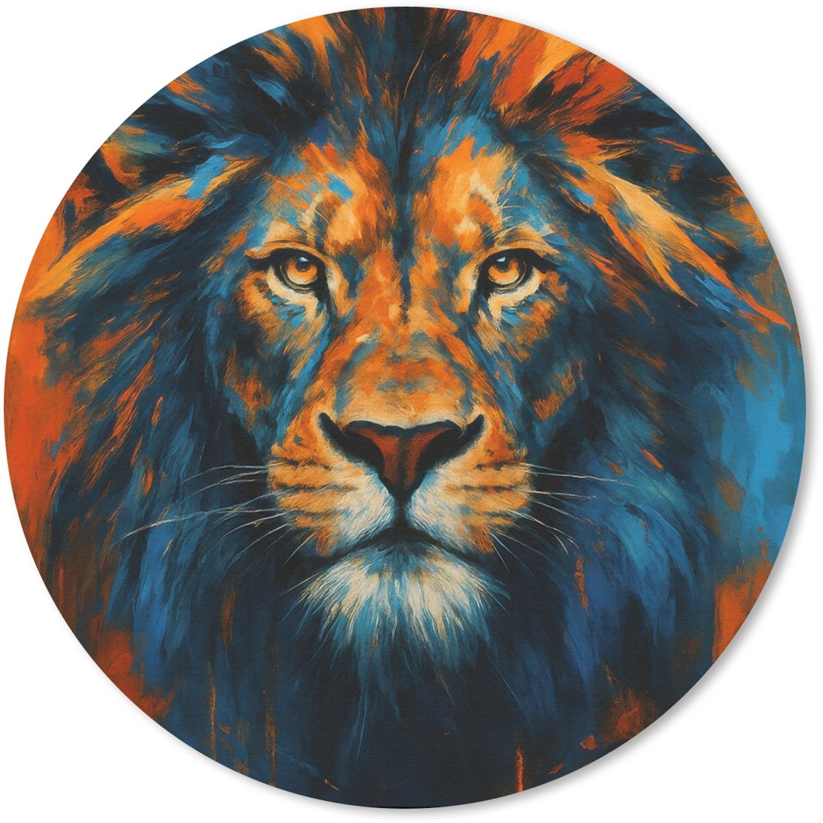 Muismat rond 40x40 cm - Mousepad Schilderij - Leeuwenkop - Oranje - Ronde muismatten