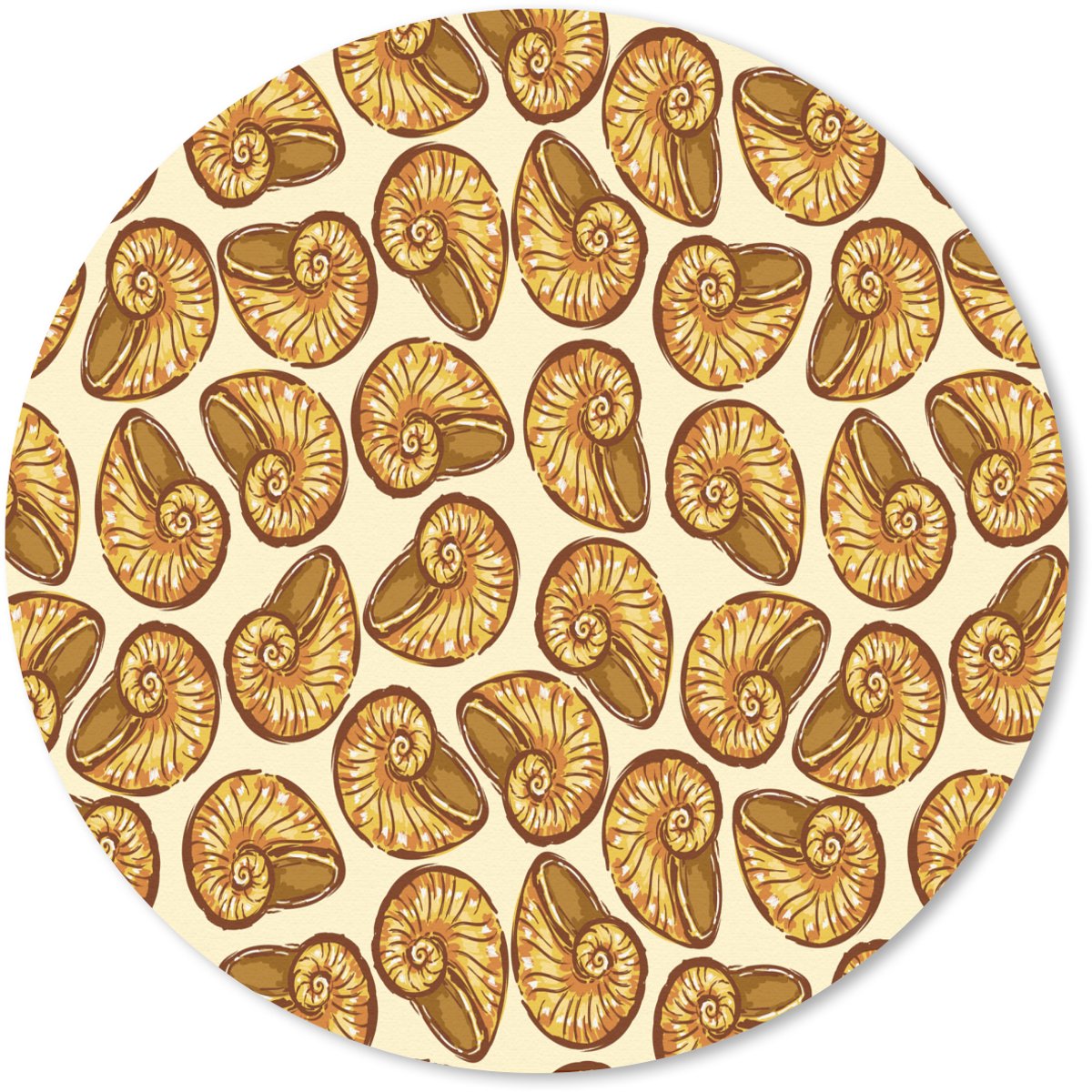 Muismat rond 40x40 cm - Mousepad Kust - Zee - Schelp - Goud - Ronde muismatten
