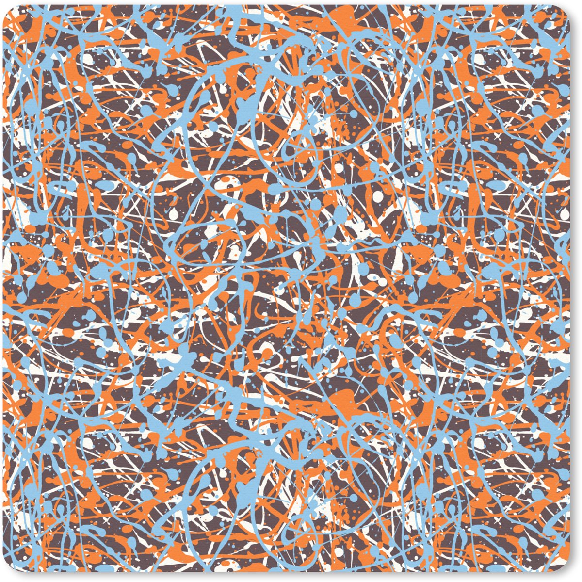 Muismat 20x20 cm - Mousepad Blauw - Waterverf - Chaos - Muismatten