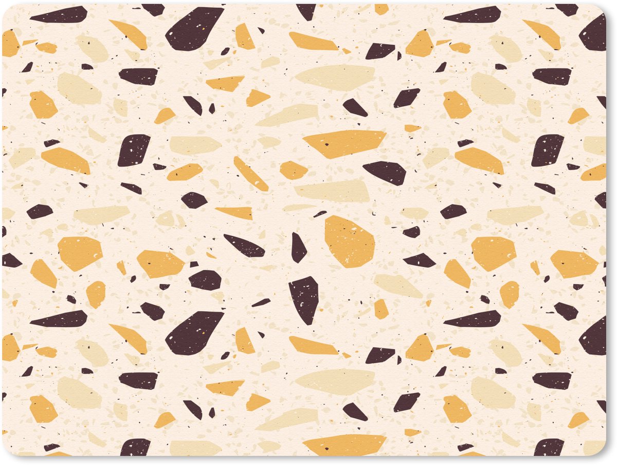 Muismat 23x19 cm - Mousepad Terrazzo - Patroon - Geel - Muismatten