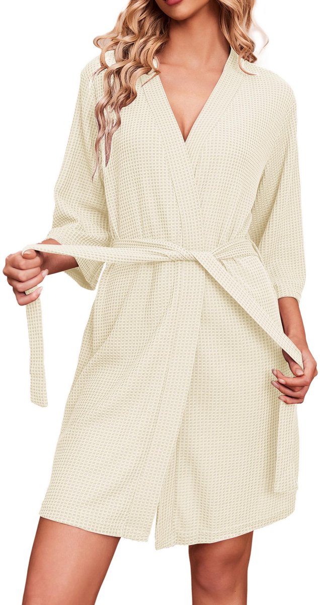 Dames Morgenmantel Kimono - Elegant en Zomers - Bruids - Abrikoos XXL