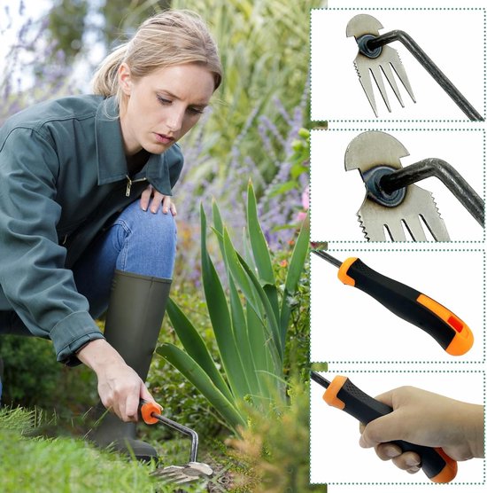 Onkruidwieder tuinieren, handmatig wiedgereedschap, roestvrij staal wieden, handmatige wieder, roestvrijstalen buitenwieder tuindecoratie