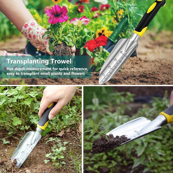 Set van 5 tuingereedschappen van gegoten aluminium - Tuingereedschapsset met troffel, troffel en hark voor het planten in de tuin van Loyal Panda — afbeelding 4