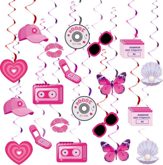 Waaier decoraties roze - 5 stuks