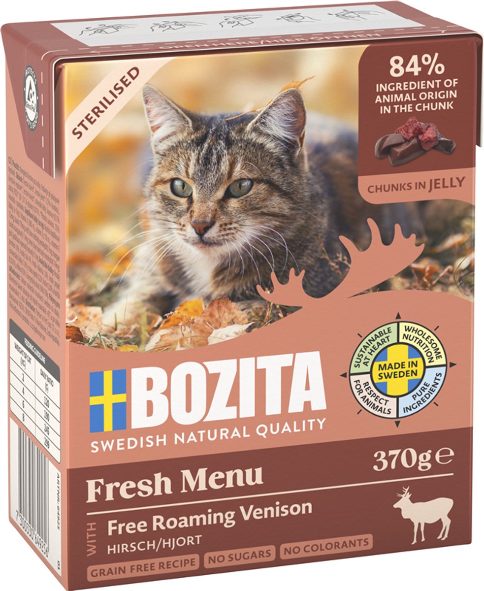 Bozita Bozita Sterilised Serie - Natvoer voor Gesteriliseerde Katten - In Gelei - Met Wild - 6x370g
