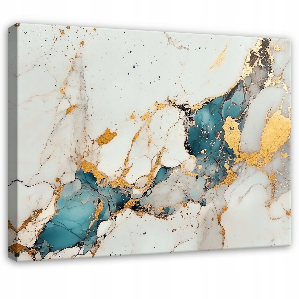 WALLARENA Canvas schilderij - 60x40 cm - abstracte marmer grijs goud voor slaapkamer woonkamer op doek multikleurig