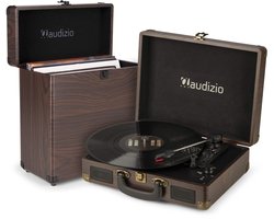 Retro platenspeler met platenkoffer - Audizio RP114W - Ingebouwde speakers - Model 2025 - met PC software - Bruin