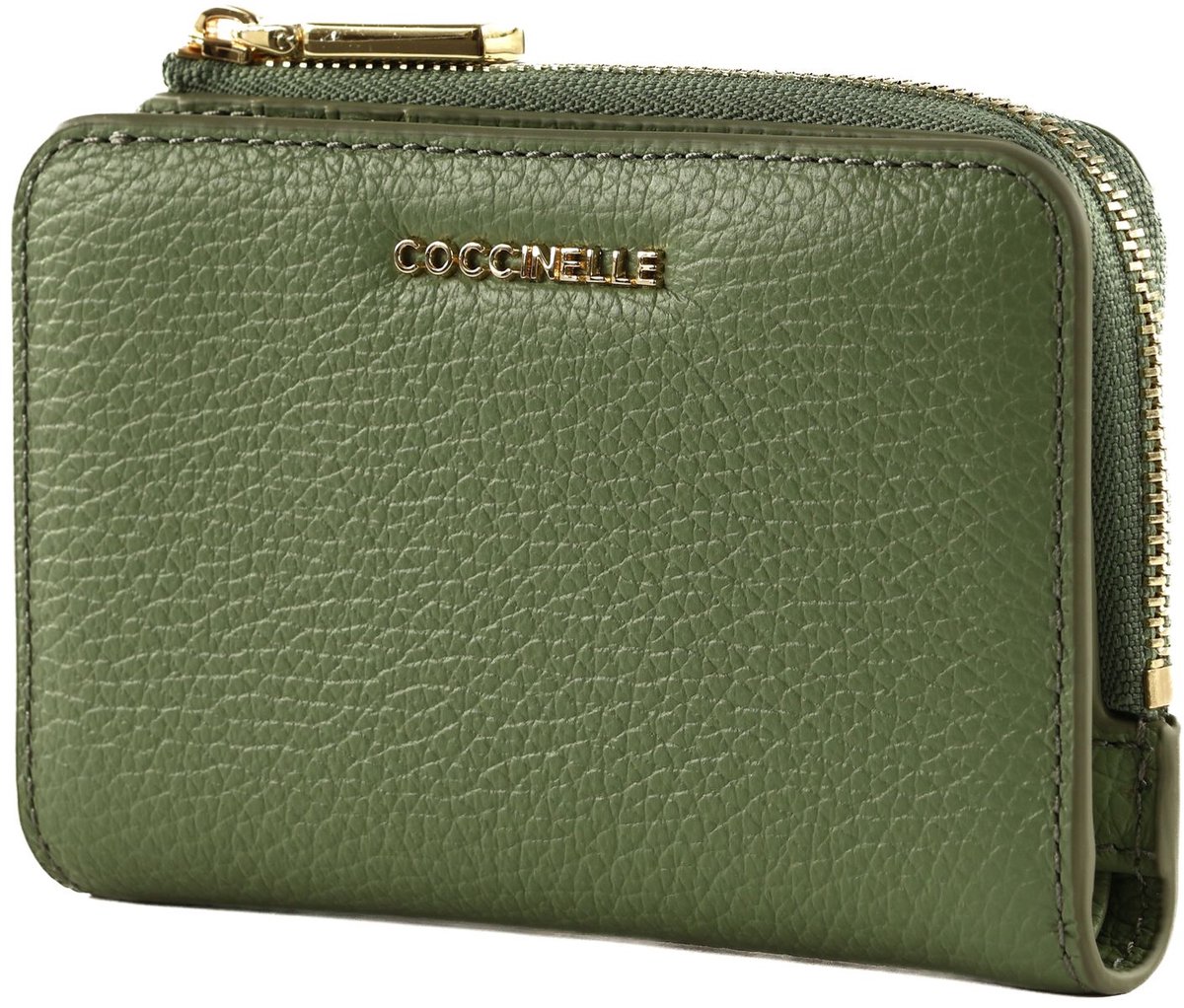 COCCINELLE Leren portemonnee Metallic Soft Wallet Greenery mintgroen