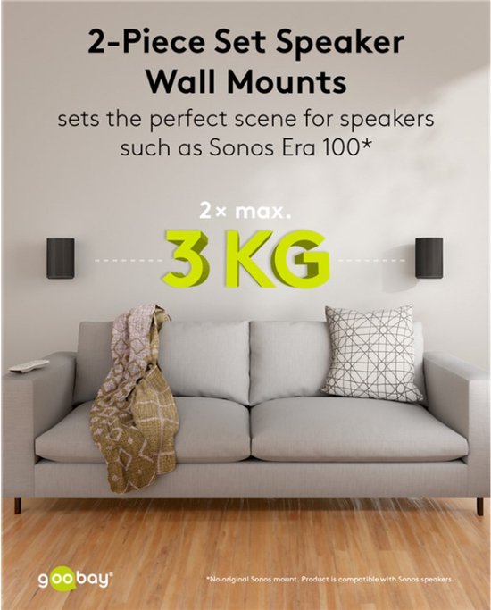 Sanus Draadloze luidspreker muurbeugel voor Sonos Era 100™ (zwart