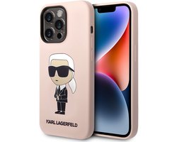 Karl Lagerfeld iPhone 14 Pro Serie - MagSafe Hoesje - Roze - Hoogwaardige Siliconen