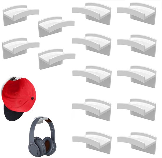 Zelfklevende hoedenhouders, 10 stuks, kaphouder, wandzelfklevend, kaphouder, minimalistische hoedhouder, organizer, geen boren voor wandmontage, voor alle soorten hoeden, sjaals, hoofdtelefoons