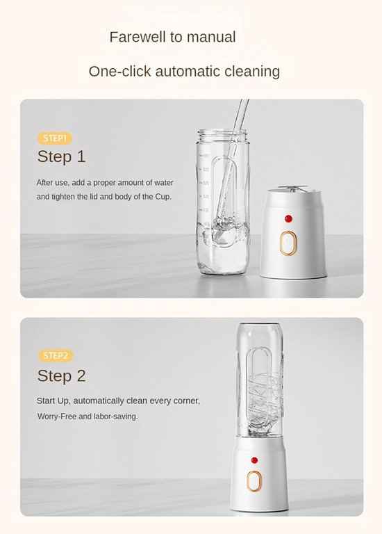 VHV-draagbare blender, 15oz reisbeker en deksel met 10-bladig stalen mes voor shakes en smoothies voor sportschool, keuken en buiten van VHV — afbeelding 4