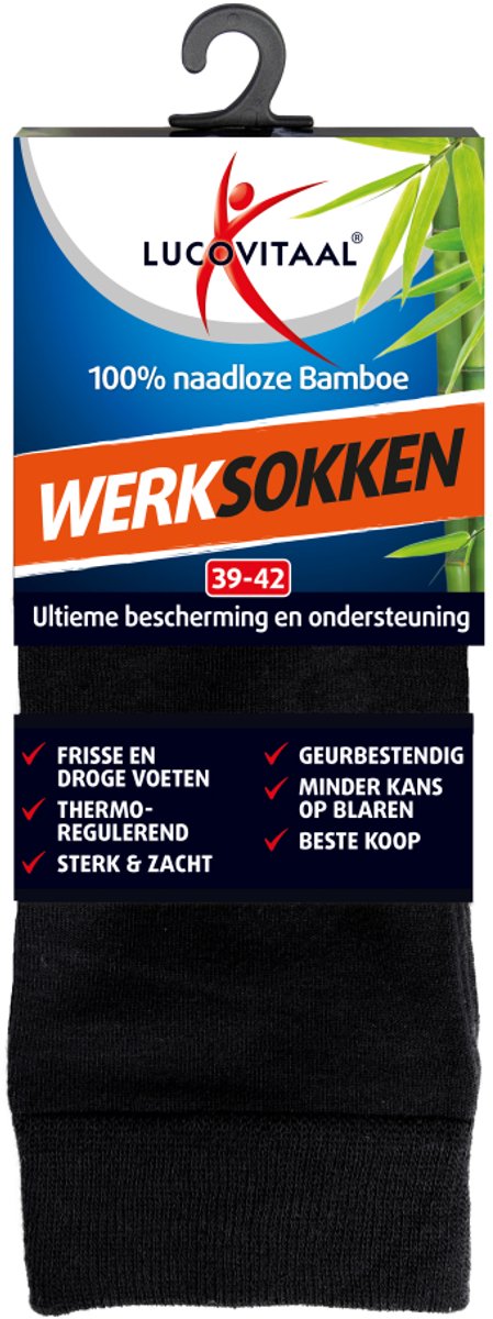 Lucovitaal Bambolux Bamboe wandel werk sportsokken maat 39-42 1 Paar