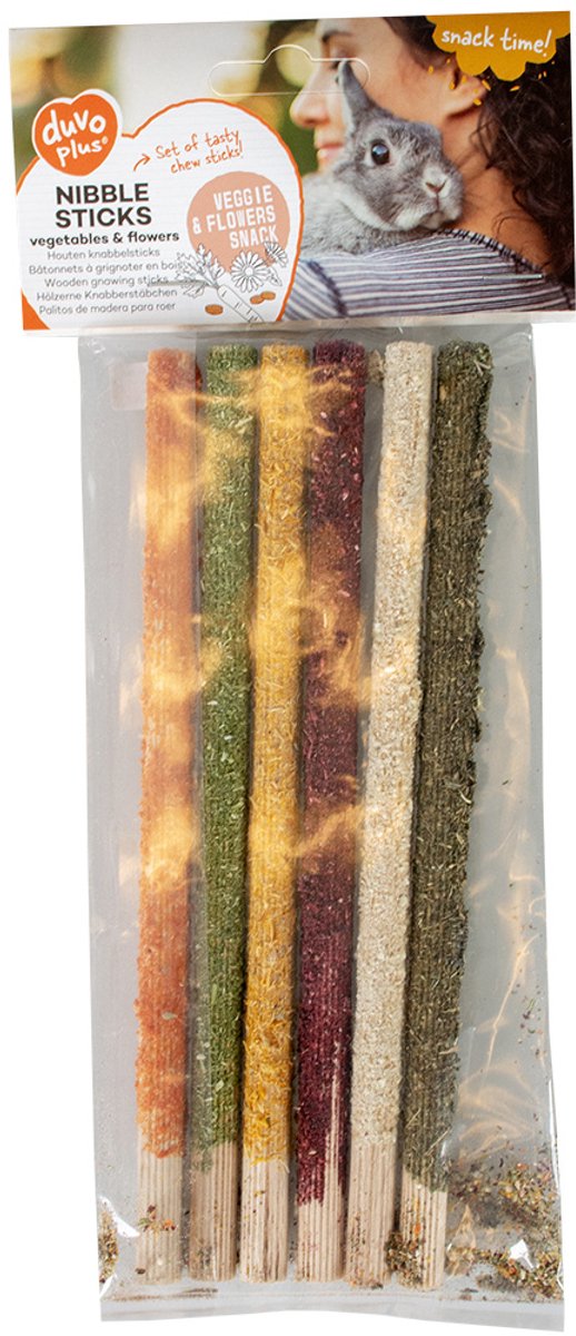 Duvo+ Houten knabbelsticks groenten & bloemen 6st +/-75g