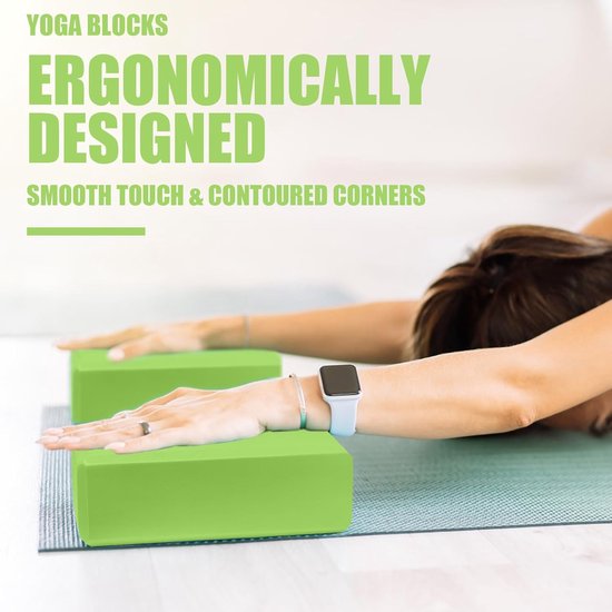 KZQ 2 stuks yogablokken - Leg Press-blokken - Foamblokken voor volwassenen - 9" x 6" x 3" - Foam Block Yoga-accessoires - Yoga - Ligamentstretch - Voor Pilates-stretch- en meditatieoefenblokken - Lichtgewicht yoga-essentials - Grasgroen van KZQ — afbeelding 4