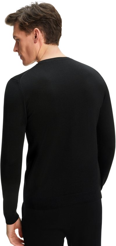 FALKE Basic New Merino Crew Neck elegante klassieker wol trui heren zwart - maat M