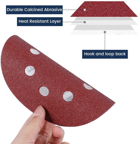 10 Stuks Rode Ronde Schuurschijven – 125 Mm, 8 Gaten, Aluminiumoxide, Korrel 240 – Voor Hout En Metaal