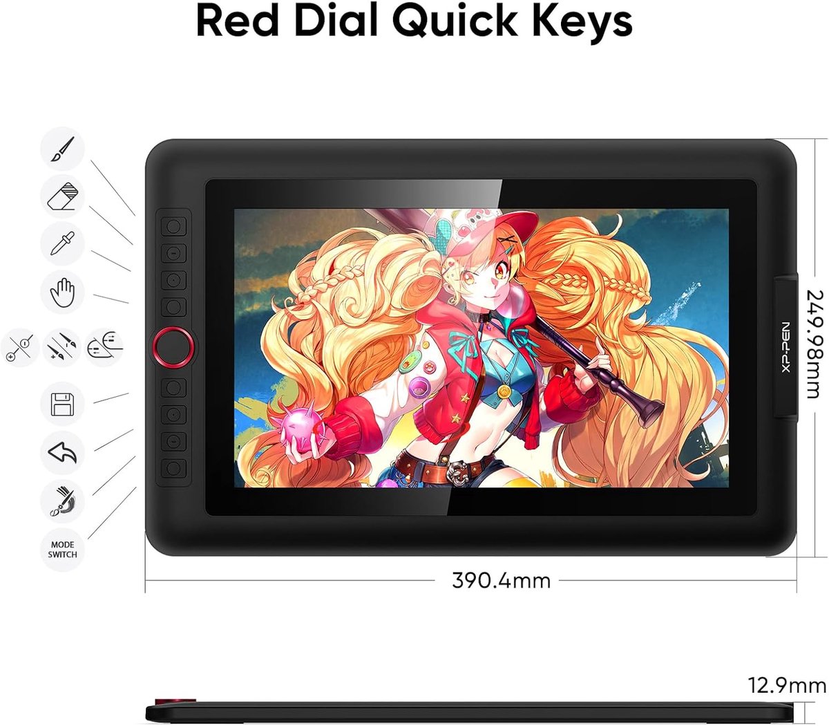 RFWR® Grafisch tablet 13,3 inch met 8192 niveaus en 8 sneltoetsen voor Windows en Mac