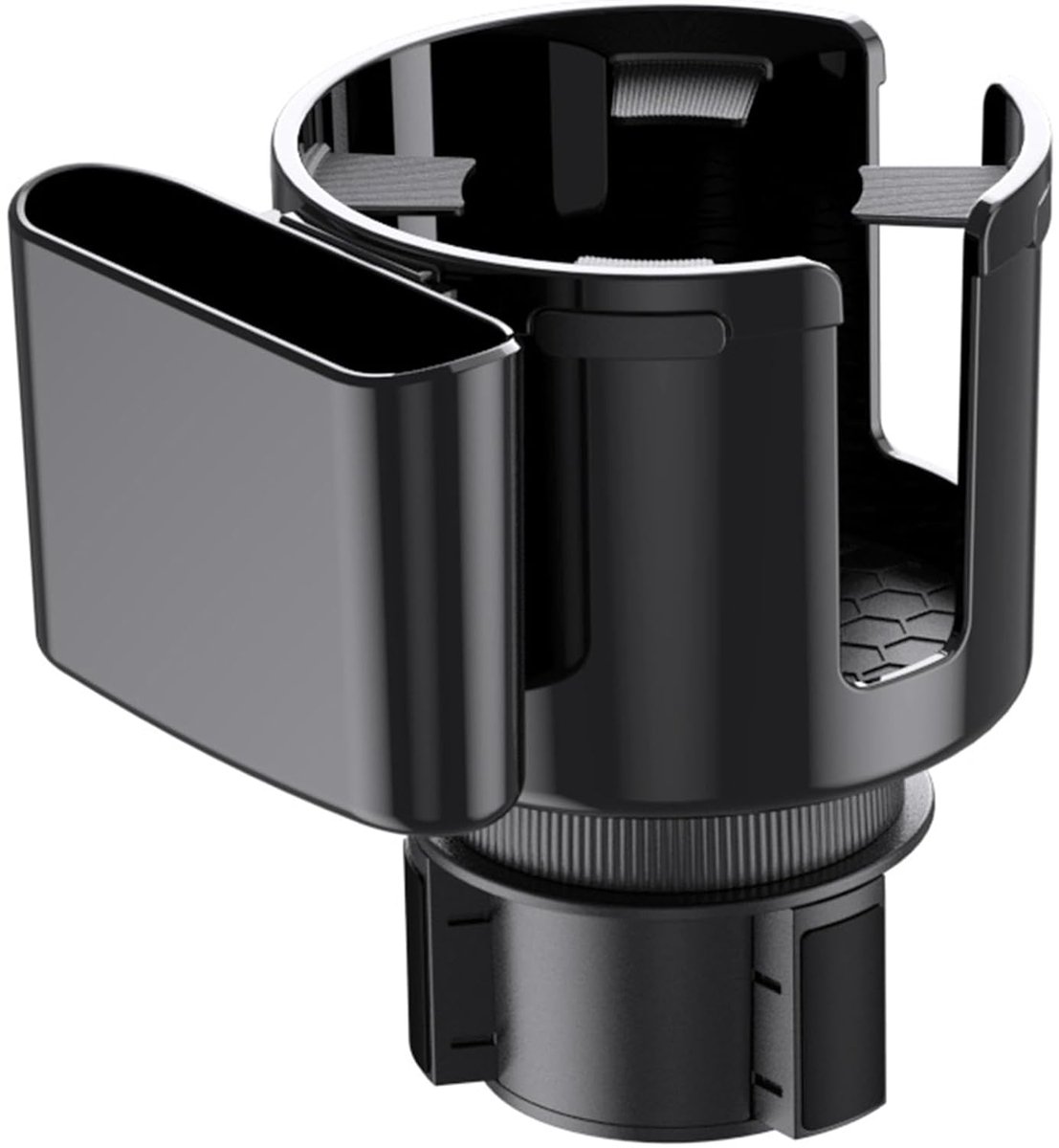 Bekerhouder Expander Adapter met Telefoonhouder - geschikt voor grote waterflessen - zwart