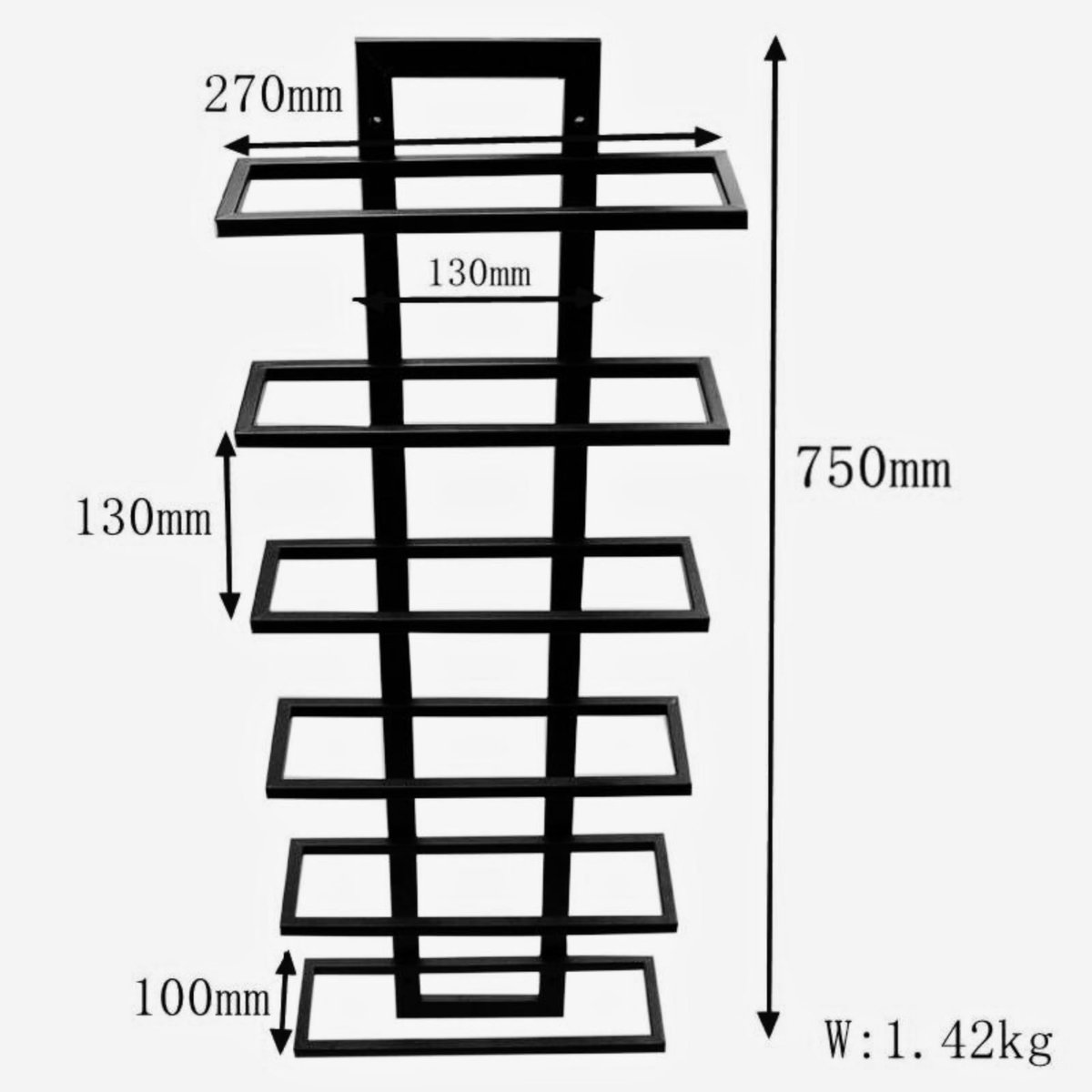 Ibenzoa® Modern wijnrek voor wandmontage, matzwart, industriële stijl voor 6 flessen