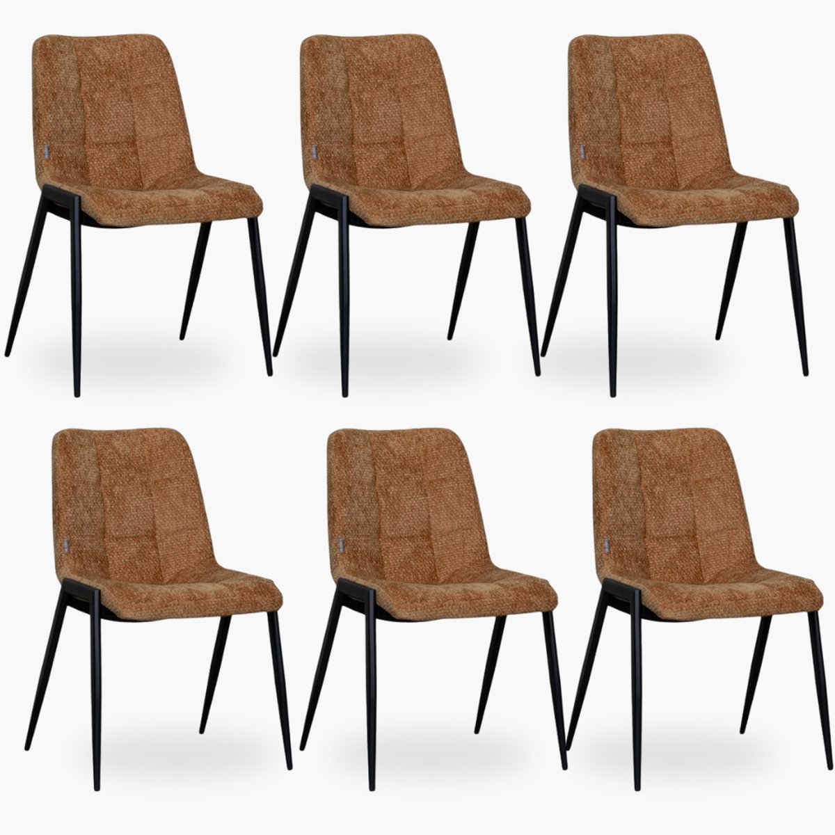 6x Eetkamerstoel Isa - Koper Velvet - Set van 6 - Koper