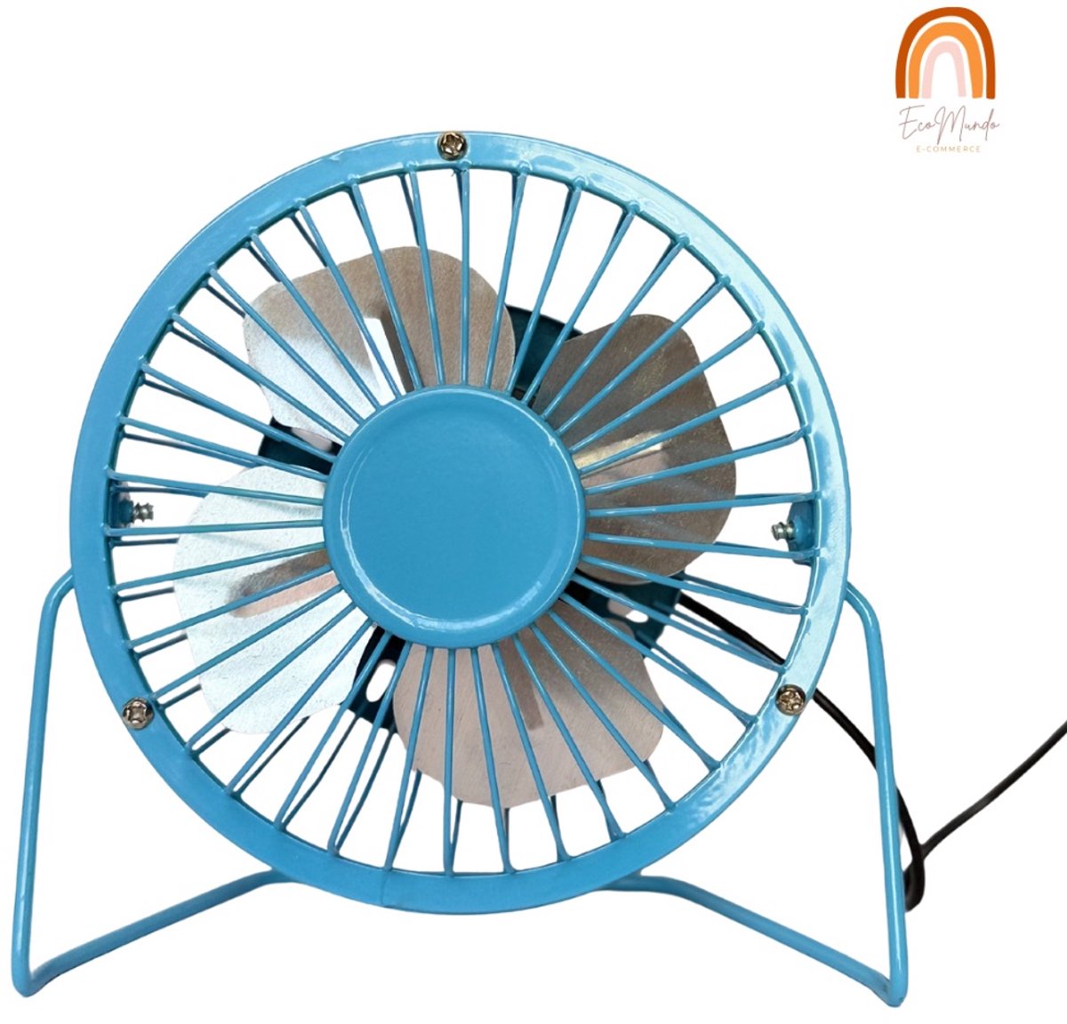 USB A Ventilator – Mini Bureau Ventilator Stil & Krachtig – Aansluiting via USB – 360° Draaibaar – Metaal – Compact & Draagbaar – blauw Stille Tafelventilator voor Kantoor, Bureau & Thuis – USB A Fan voor Laptop – Mini Ventilator Compact