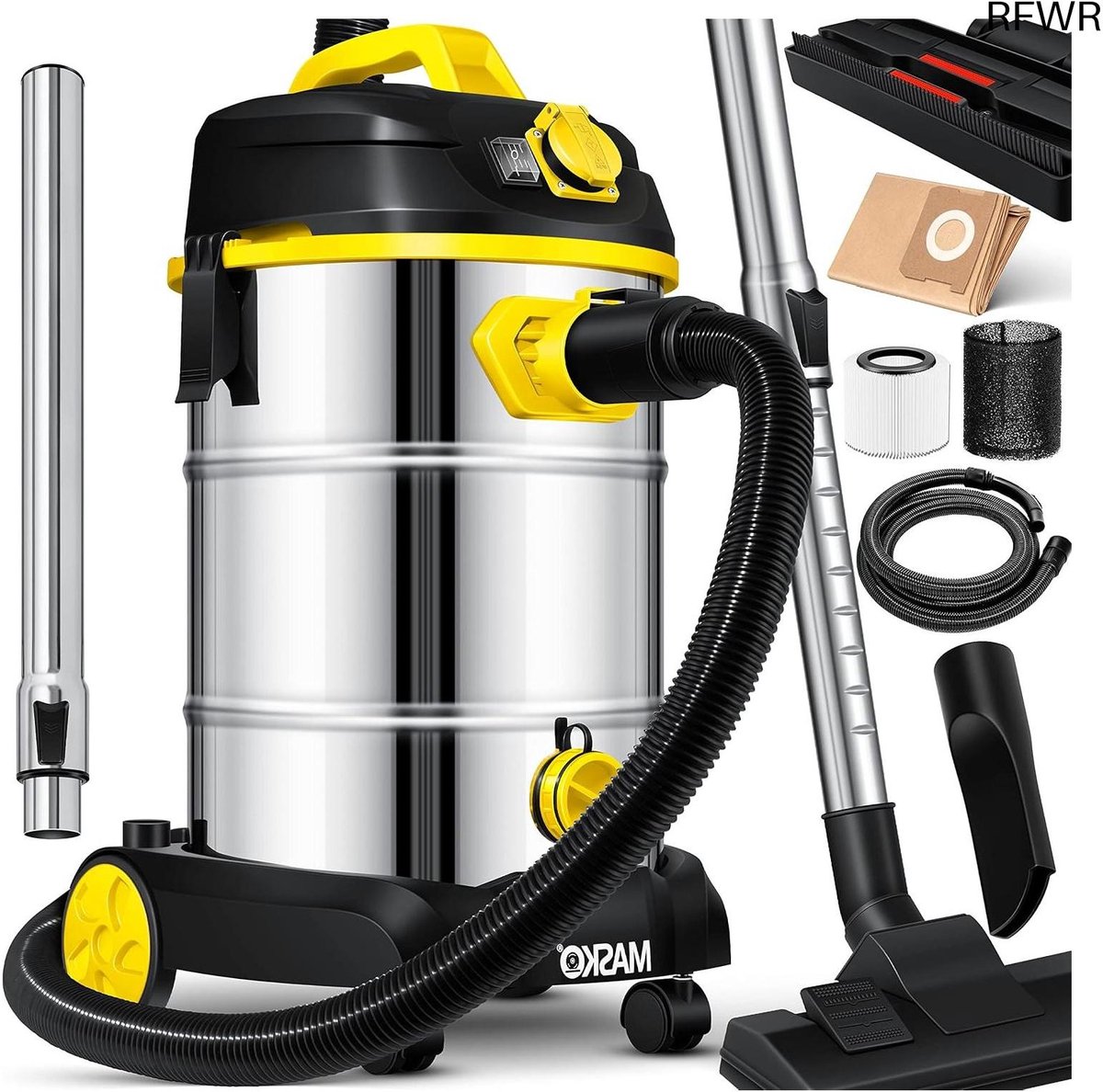 RFWR® Industriële stofzuiger 1800 watt met blaasfunctie voor nat en droog zuigen
