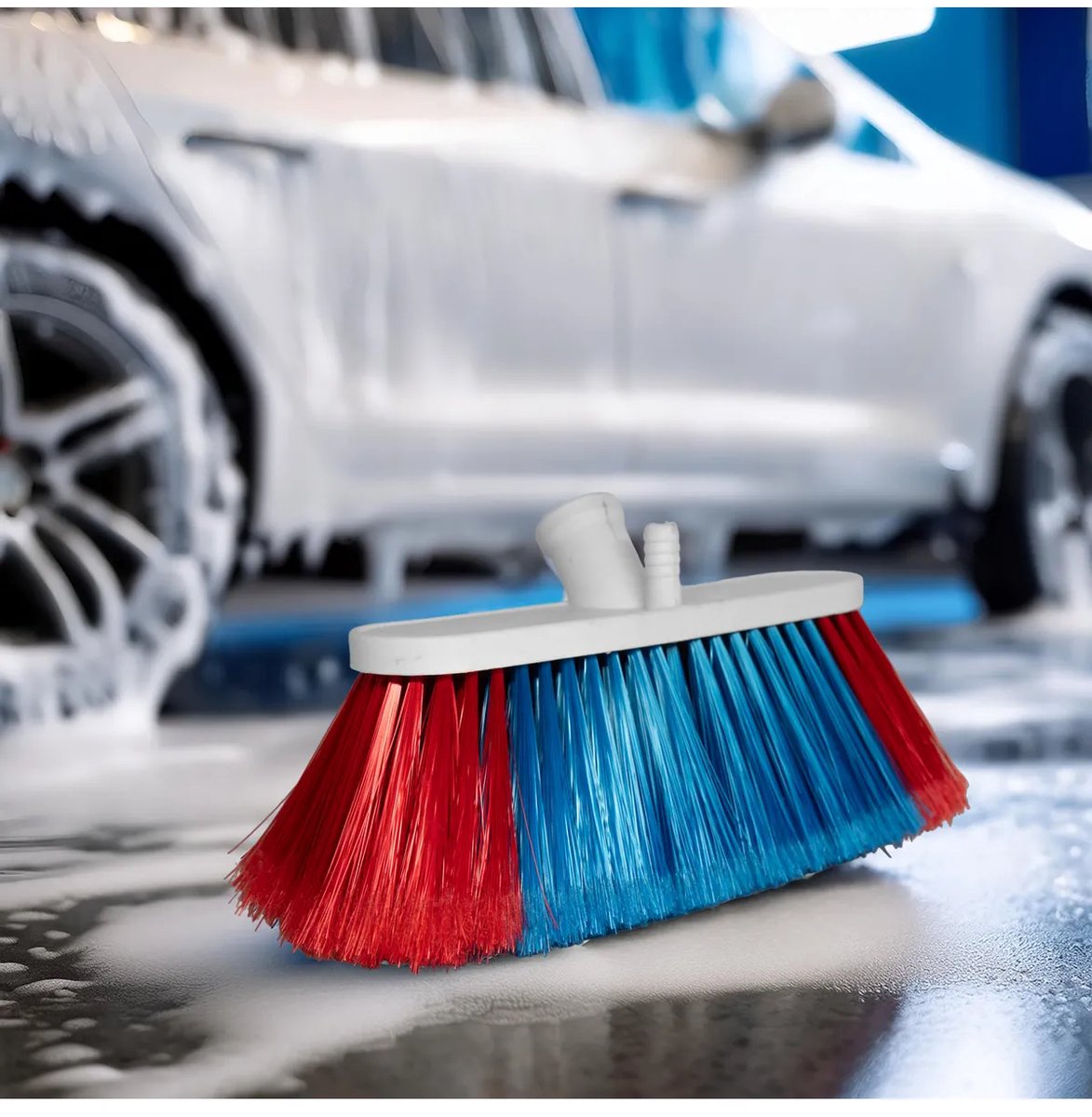 STAR&STER auto borstel voor auto wassen 17cm zonder handvat ,Waterdoorlatend Autoborstel met slangaansluiting