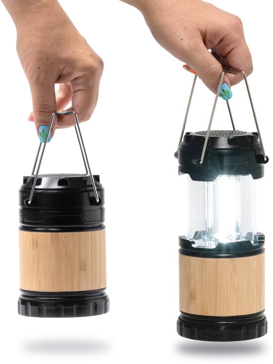 3W Draadloze Speaker Lamp Mosul met 230 Lumen Bamboe Behuizing, Type-C, 3 AA Batterijen