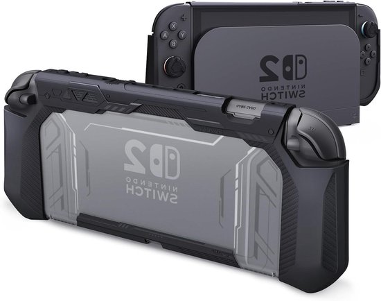 Foto: Allecto plus protective case nintendo switch 2 ergonomic anti slip tpu dockable grip thumb grip switch 2 shockproof anti scratch protection zwart
