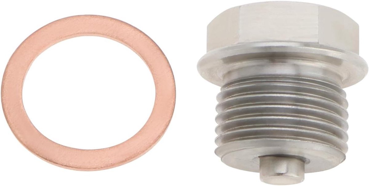Magnetische Rvs Motor Carter Afvoer Plug M18 x 1.5mm met Koper Crush Wasmachine - Vervanging voor Auto's en Motorfietsen