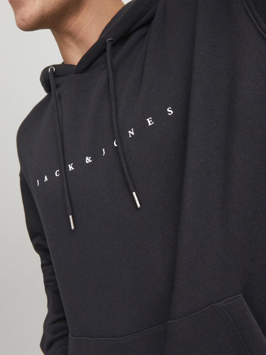 JACK & JONES Star jj sweat hood regular fit - heren hoodie katoenmengsel met capuchon - zwart — afbeelding 4