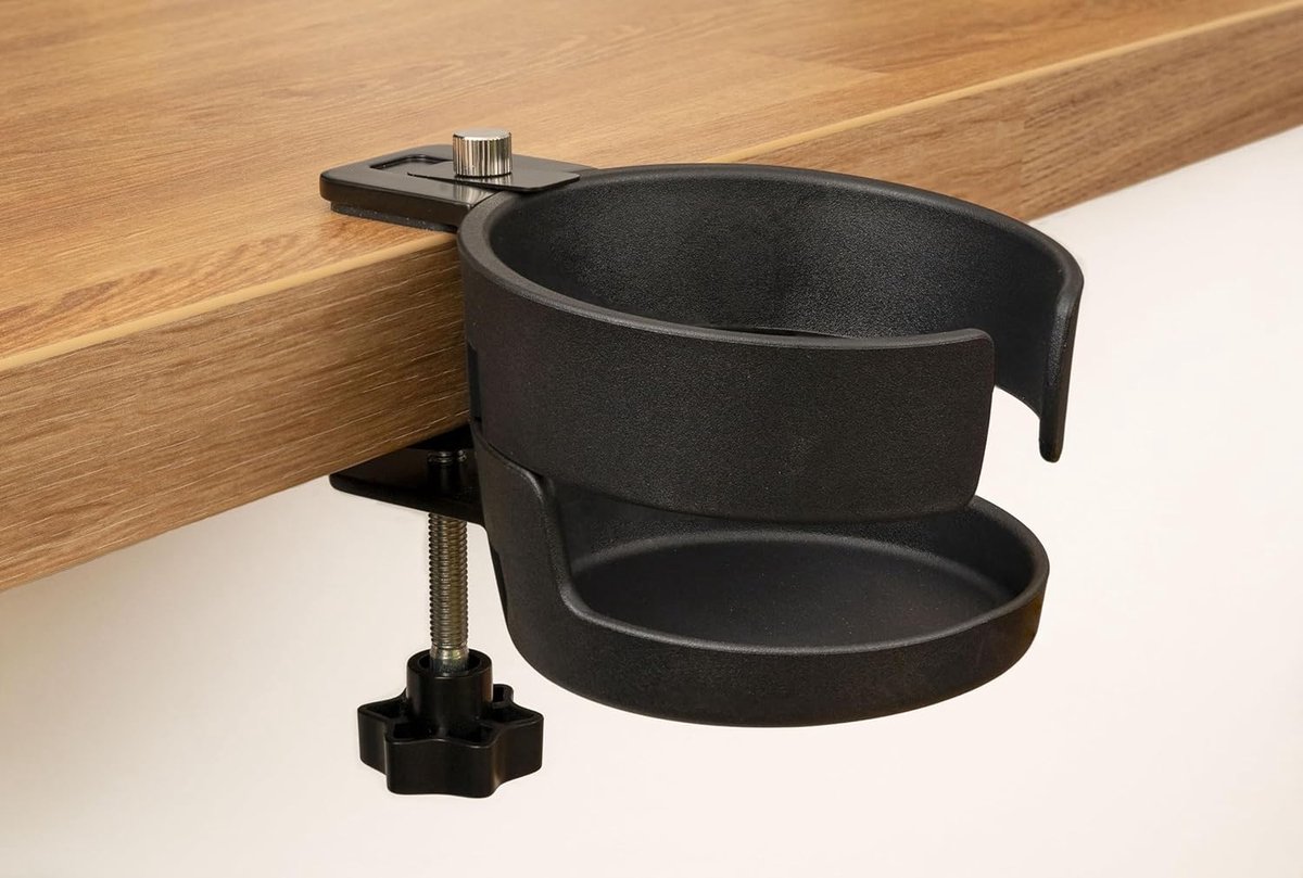 Tridirectionele Bekerhouder Bureau - Universele Drinkhouder - Zwart - Kunststof