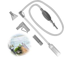 Allecto Plus - Aquarium mulmzuiger 3-in-1 set voor bodemreiniging en waterverversing met slangventiel - Aquariumreinigingsset met grind en zand verwijdering - Schijfverzorging inclusief.