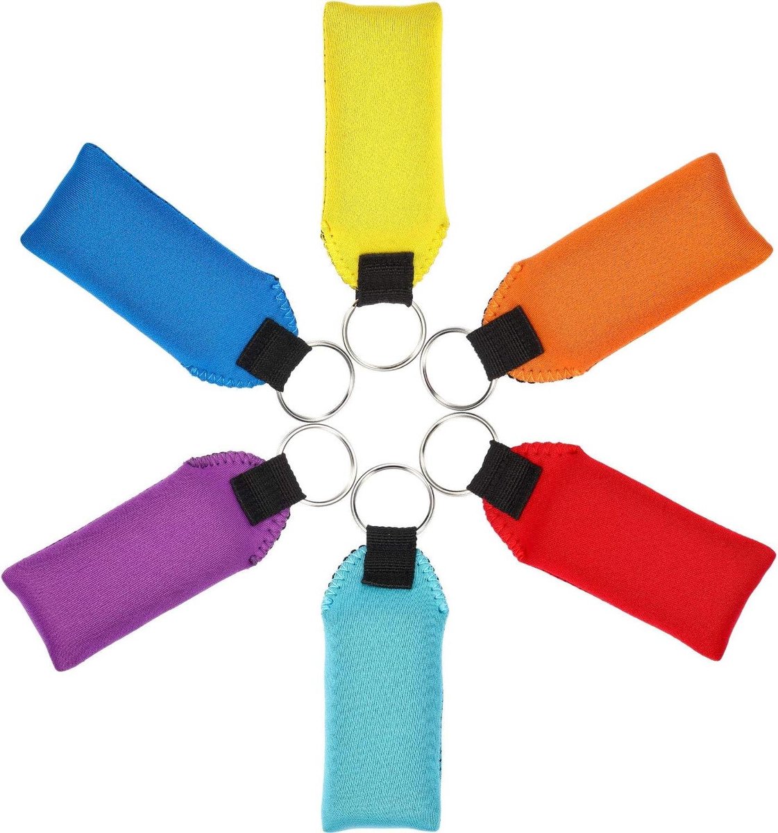 Allecto Plus - Sleutelhanger voor Boot - 6 Stuks Drijvend Schuim Neopreen - Waterdicht - Kleuren: Geel Rood Blauw Paars Oranje Cyaan