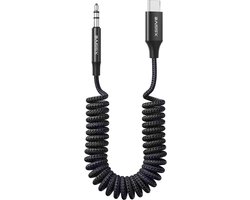 Xssive Aux naar USB C Kabel met DAC - Krulsnoer Audiokabel 1.5M - Geschikt voor Samsung & Apple - Audio USB-C Aux 3.5mm Jack Kabeltje voor Auto, Radio, Koptelefoon naar Telefoon