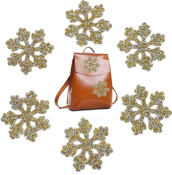 Allecto Plus - Strijkpatches Ster - 6 Stuks - Pentagram Patroon - IJzeren Op Patches - Kleding Reparatie - Sneeuwvlok Design