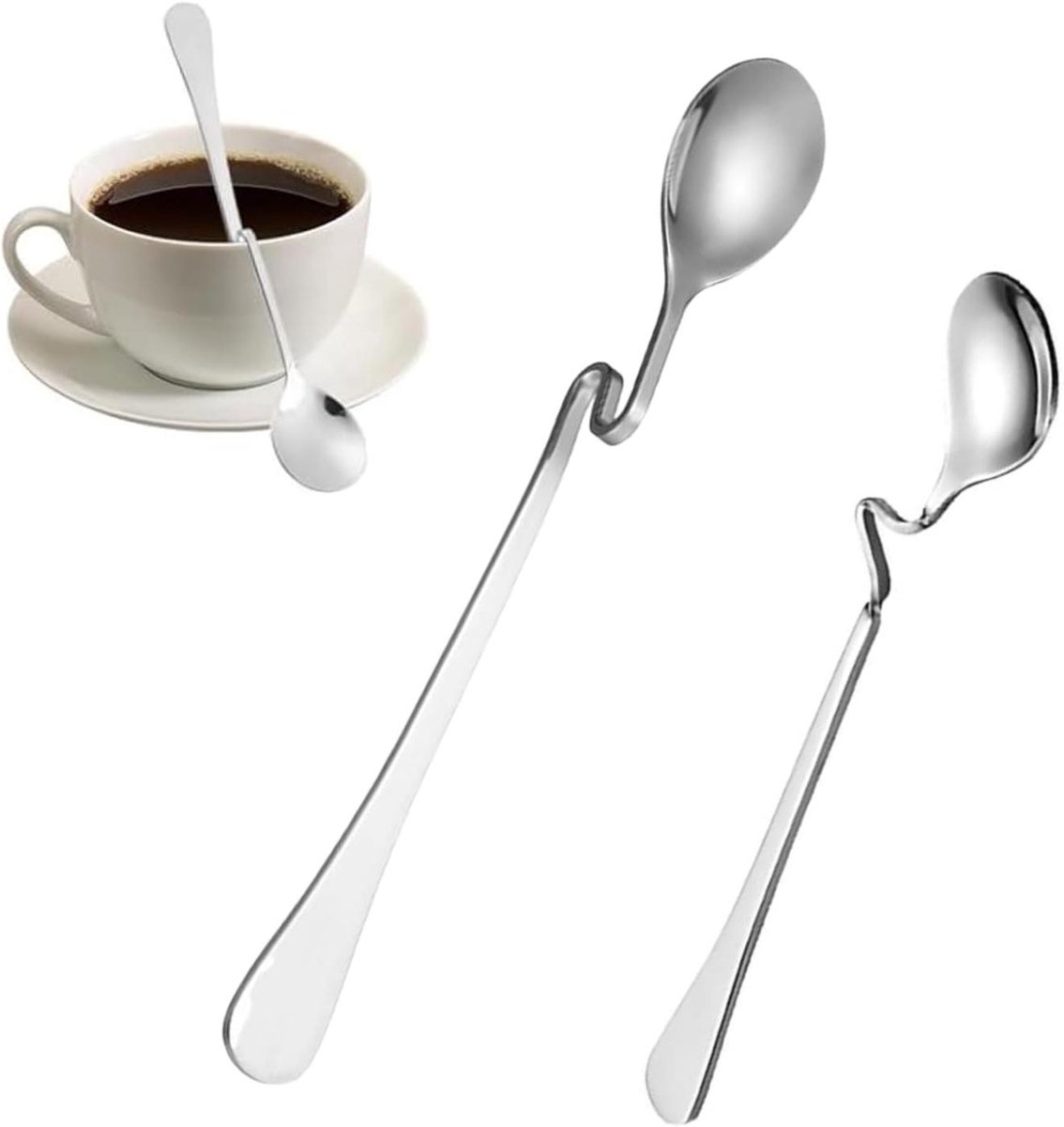 Allecto Plus - Roestvrije honinglepels 2 stuks in hangend design voor koffie en melk - Praktische lepels voor thuis, kantoor en onderweg