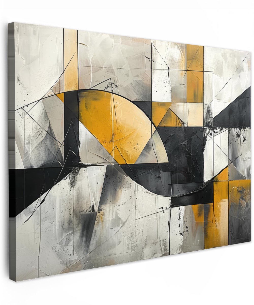 Ibenzoa Moderne Goud-Grijze Wanddecoratie op Canvas voor Diverse Kamers - 40x30 cm Modern - Goud