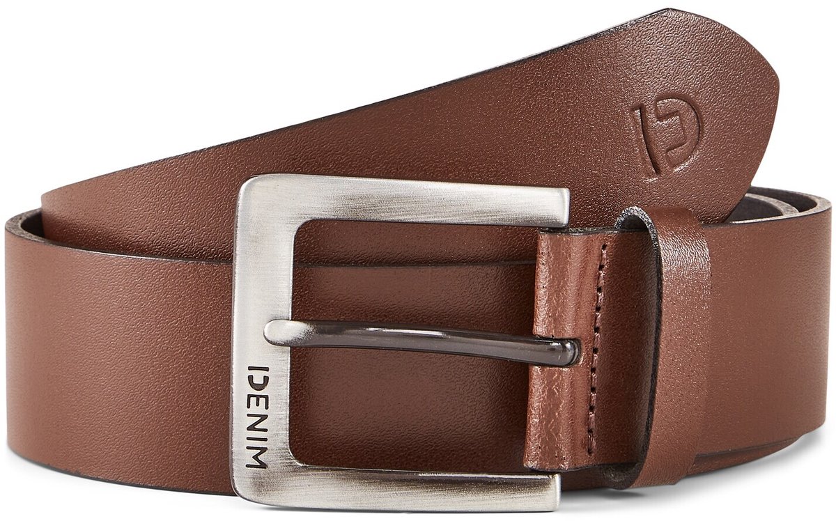 Tom Tailor Denim - TTSAM leren riem met vierkante gesp - Maat 95 - brown uni