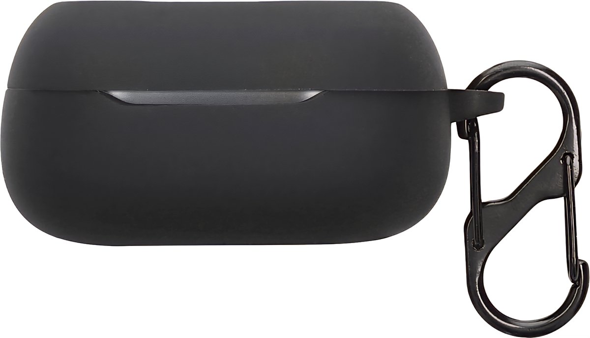 Somstyle Hoesje met Clip Geschikt voor JBL Live Flex 3, Live Buds 3 & Live Beam 3 - Siliconen Case Cover voor Draadloze Oordopjes - Zwart