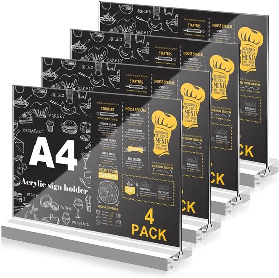 A4 Table Rack A4 Acrylic Table Stand - 4 Stuks - Transparante Display Rack ...