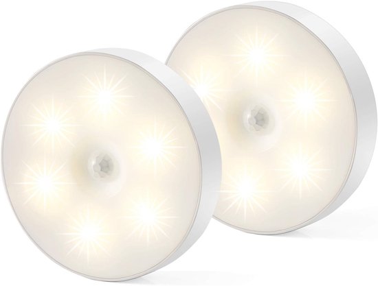 EXCITAT led-nachtlampje – magnetisch – bewegingssensor – oplaadbaar – 2-pack
