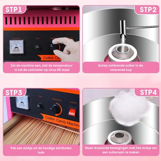Professionele Suikerspinmachine – 1000W – Ø52cm – RVS – Voor Thuis & Evenementen — afbeelding 4