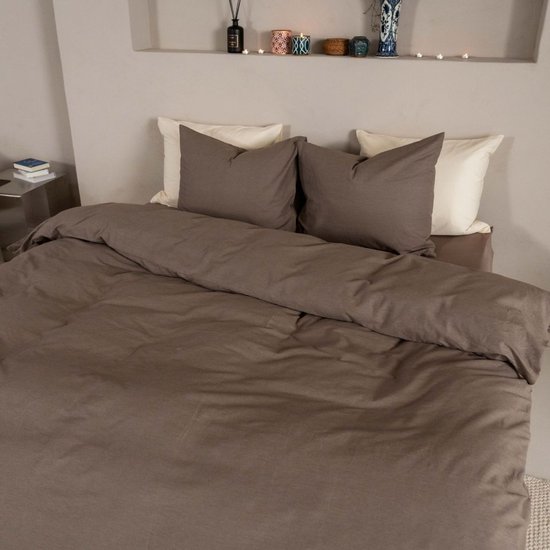 Kayori Kai Dekbedovertrek Katoen - 140x200-220 + 1 sloop - Eenpersoons - Biologisch Katoen - Taupe van Merkloos — afbeelding 5