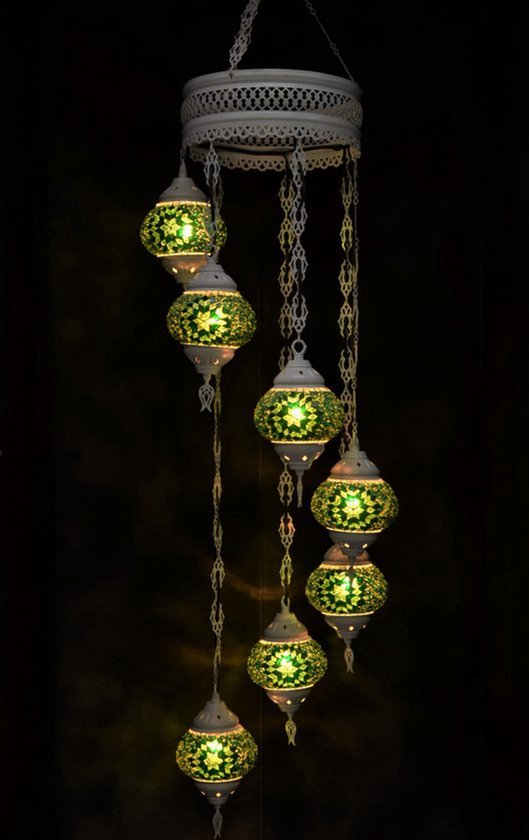 Oosterse mozaïek lamp all colours 5 bollen - Oosterse lampen