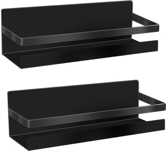 UCAMP 4-Pack Magnetisch Kruidenrek,Magnetische Plank Specerijen Opslag Rek,Boren Niet Nodig,Hangend Magnetisch Kruidenrek Voor Keukenorganisatie En Magnetron,Koelkast,Zwart