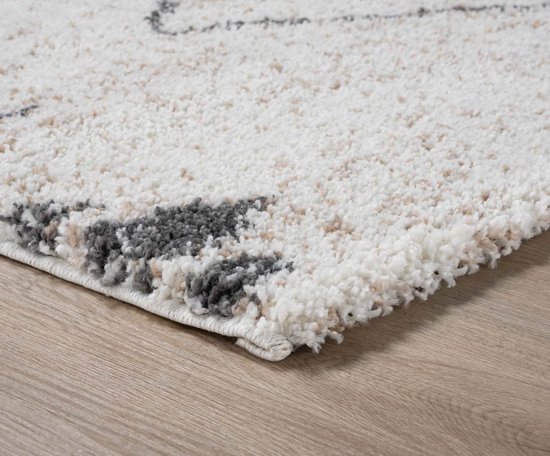 Tapis carré à poils longs Artisan berbère - blanc/gris 240x240 cm
